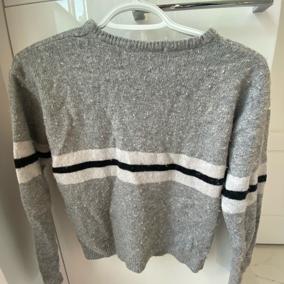 Brandy Melville Grey knit sweater with white&black stripe - Picture 3 of 3